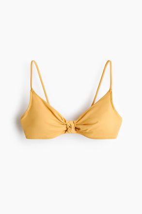 H&M Wattiertes Bikinitop mit Knotendetail - Yellow