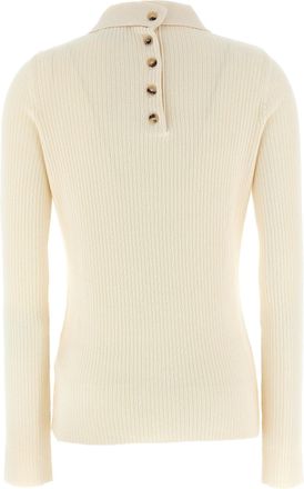 Courr&egrave;ges Ribbed Cotton-Wool Blend Polo - Cream