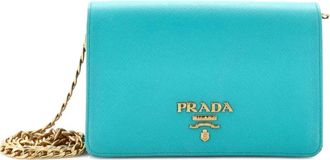 Prada Chain Wallet Saffiano Leather crossbody bag - Blauw