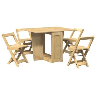 vidaXL Set Comedor Plegable Mariposa 5 Pzas Corona Madera Pino Marr&oacute;n