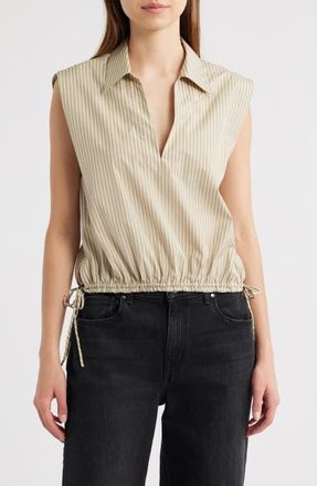 Rag & Bone Fiona Stripe Sleeveless Shirt in Beige Stripe at Nordstrom, Size X-Large