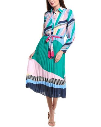 T Tahari Pleated Shirtdress