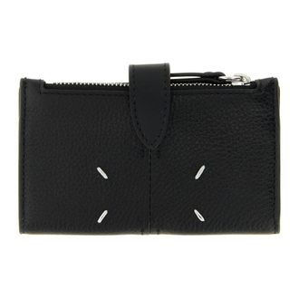 Maison Margiela Leren kaarthouder met rits - Dames - Accessoires - Zwart - Maat: ONE Size Leer
