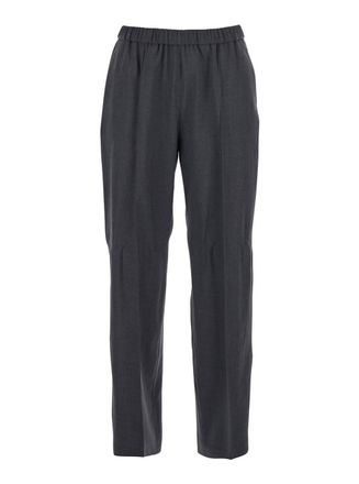 Fabiana Filippi Grey Trousers With Elastic Waist In Wool Blend Woman