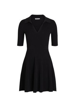 SIMKHAI Patricia Ribbed Knit Mini Polo Dress - Black - S (UK8-10 / S)