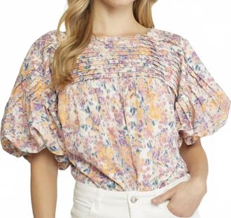 Entro Floral Pleated Bodysuit In Sherbet