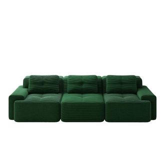 Urban Meuble Sof&aacute; modular de 3 plazas de pana verde