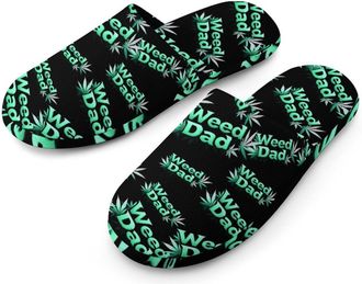Generic Weed Dad Mens Cotton Slippers Memory Foam Comfort House Shoes Winter Indoor Slipper for Hotel Casa Spa