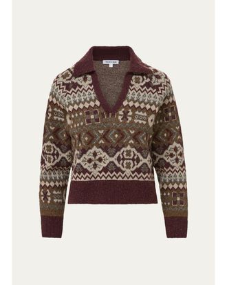 Veronica Beard Catania Fair-Isle-Style Wool-Blend Pullover Sweater