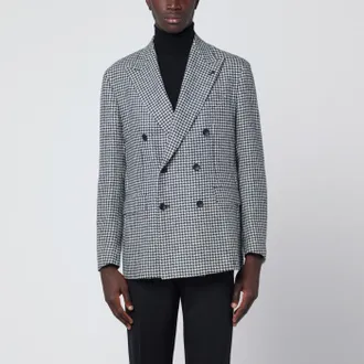 Tagliatore Black/White Houndstooth Double Breasted Jacket