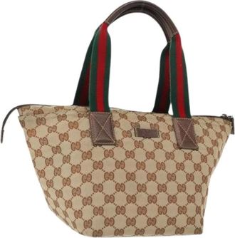 Gucci Pre-owned Handbags, female, Beige, Size: ONE SIZE Pre-owned Canvas Handbag
