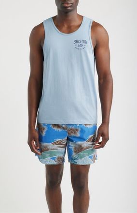 Brixton Fremont Logo Tank Top in Dusty Blue at Nordstrom, Size Xx-Large