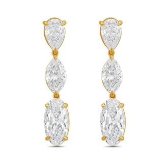 Diana M. Jewels 14kt Yellow Gold 8cts Lab Grown Multi-shaped diamond Drop Earrings