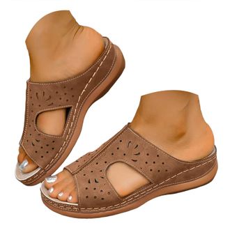 Generic Orthopedic Sandals for Women 2026 Summer Shoes Women Dressy Comfortable Arch Support Wedge Non Slip Flip-Flops, PU Leather Slides, Shoes for Dressy Su