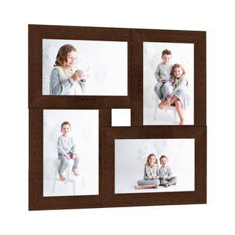 Berkfield Home Collage Photo Frame for 4x(10x15 cm) Picture Dark Brown MDF | Size: 10x15 cm
