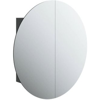 vidaXL Bathroom Cabinet with Round Mirror&LED Black 54x54x17.5 cm Vidaxl