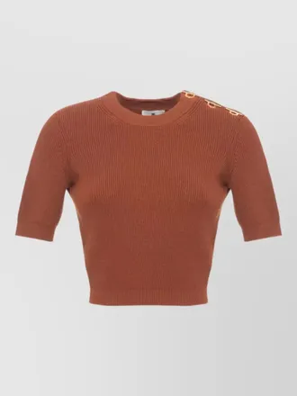 Elisabetta Franchi ribbed short-sleeve crewneck sweater