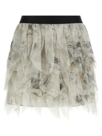 Max Mara Gray Silk Long Womens Skirt