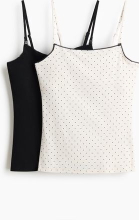 H&M MAMA 2er-Pack Stilltops - Schwarz/Weiss Gepunktet