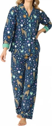 PJ Salvage Tiger Star Print 3 Piece Matching Flannel Set In Navy