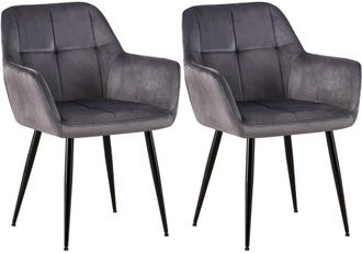 Clp Clp - Set De 2 Sillas De Sal&oacute;n Emia En Terciopelo Gris
