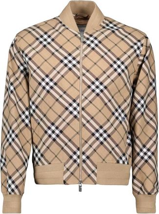 Burberry Bomber Jackets, male, Beige, M, Checked Bomber Jacket for Men