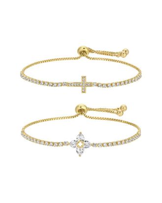 Eyecandy LA Cross CZ Bolo Bracelet Set