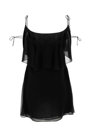 Saint Laurent Womens Black Silk Mini Dress - Size EU 38 (Womens)