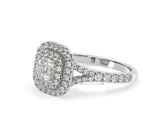 The Diamond Store Anastasia GIA Diamond Halo Engagement Ring 18K White Gold 1.45ct G/VS2