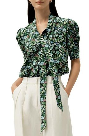 LilySilk Puff-Sleeve Blouse - Made With Liberty Fabric in Fairytale Forest at Nordstrom, Size Small