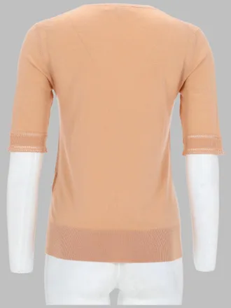 Chlo&eacute; Wool Short-Sleeve Pullover Sweater - Pink