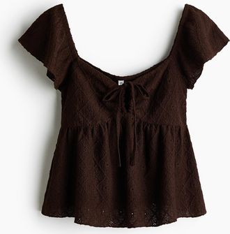 H&M Bluse aus Pointellejersey - Brown