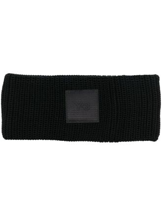 Yohji Yamamoto logo-patch hair band - men - Merino - One Size - Black