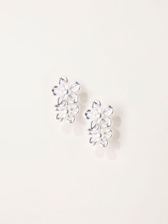 Fat Face FatFace Silver Tone Double Flower Studs