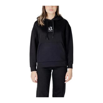 A|X Armani Exchange Hoodies, female, Black, Size: XS Hooded Plain Slip-On Sweatshirt