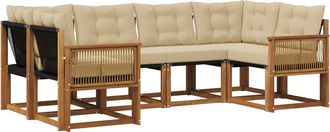 vidaXL Conjunto De Sof&aacute;s De Exterior 6 Uds. Natural Y Beige Vidaxl