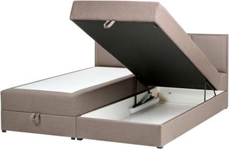 Beliani Cama Continental Con Almacenaje De Tela 160 X 200 Cm Gris Pardo Baronet