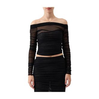 Federica Tosi Blouses, female, Black, S, Maglia in tulle spalle scese