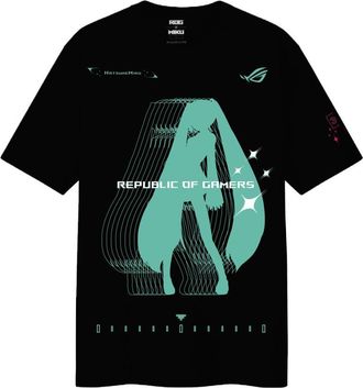 Asus ROG I Edition Hatsune Miku T-Shirt - Unisex Black T-Shirt, Unisex Fit, Collectors Edition Gaming, Black, XL