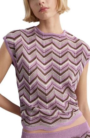 Mango Open Stitch Zigzag Sweater in Purple at Nordstrom, Size Small