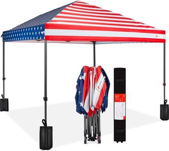 Best Choice Products 8x8ft Easy Setup Pop Up Canopy w/ 1-Button Setup, Wheeled Case, 4 Weight Bags