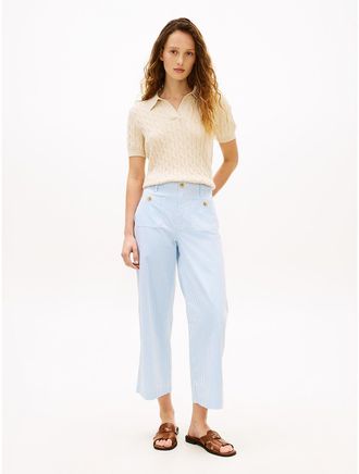 Tommy Hilfiger Womens Stretch-Cotton Pocket Pant - Blue - 10