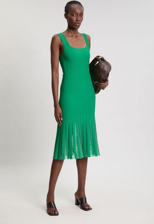 Karen Millen Womens Compact Stretch Square Neck Knitted Flippy Dress - Green - Size X-Small