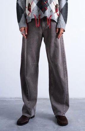 Topshop Barrel Leg High Waist Jeans in Grey at Nordstrom Rack, Size 28
