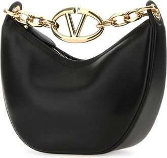 Valentino Garavani Womens Moon Shoulder Bag Black Lambskin Leather