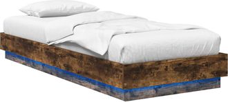 vidaXL Estructura De Cama Con Led Roble Ahumado 80 X 200 Cm Vidaxl
