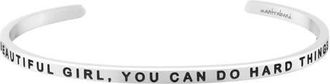 Mantra Beautiful Girl, You Can Do Hard Things bracelet in Outside - Silver at Nordstrom