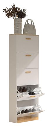 VCM Vcm - Estante De Madera Kipper Estante De Zapato Gabinete De Zapato Tipper 5 Flaps Halom Xl (blanco)