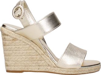 Prada Gold Leather Wedge Womens Sandals