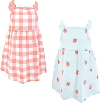 Hudson Baby Sleeveless 2-Pack Dress Set in Gingham Berry at Nordstrom, Size 18-24M